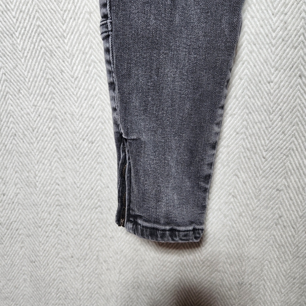 Zara Womens 36 Distressed Black/Gray Cargo Jeans Ankle Zip - Picture 8 of 9